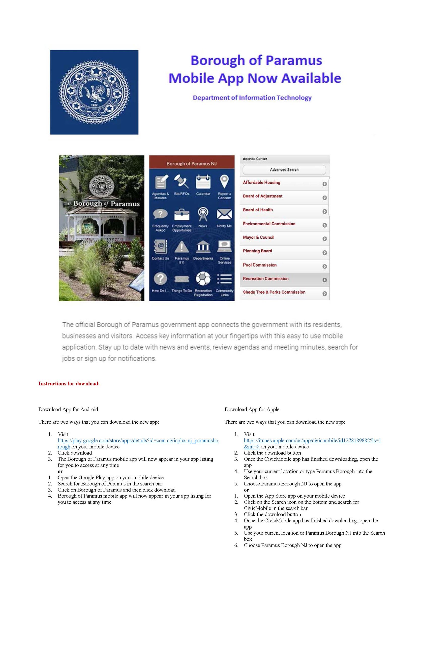 Borough of Paramus Mobile App