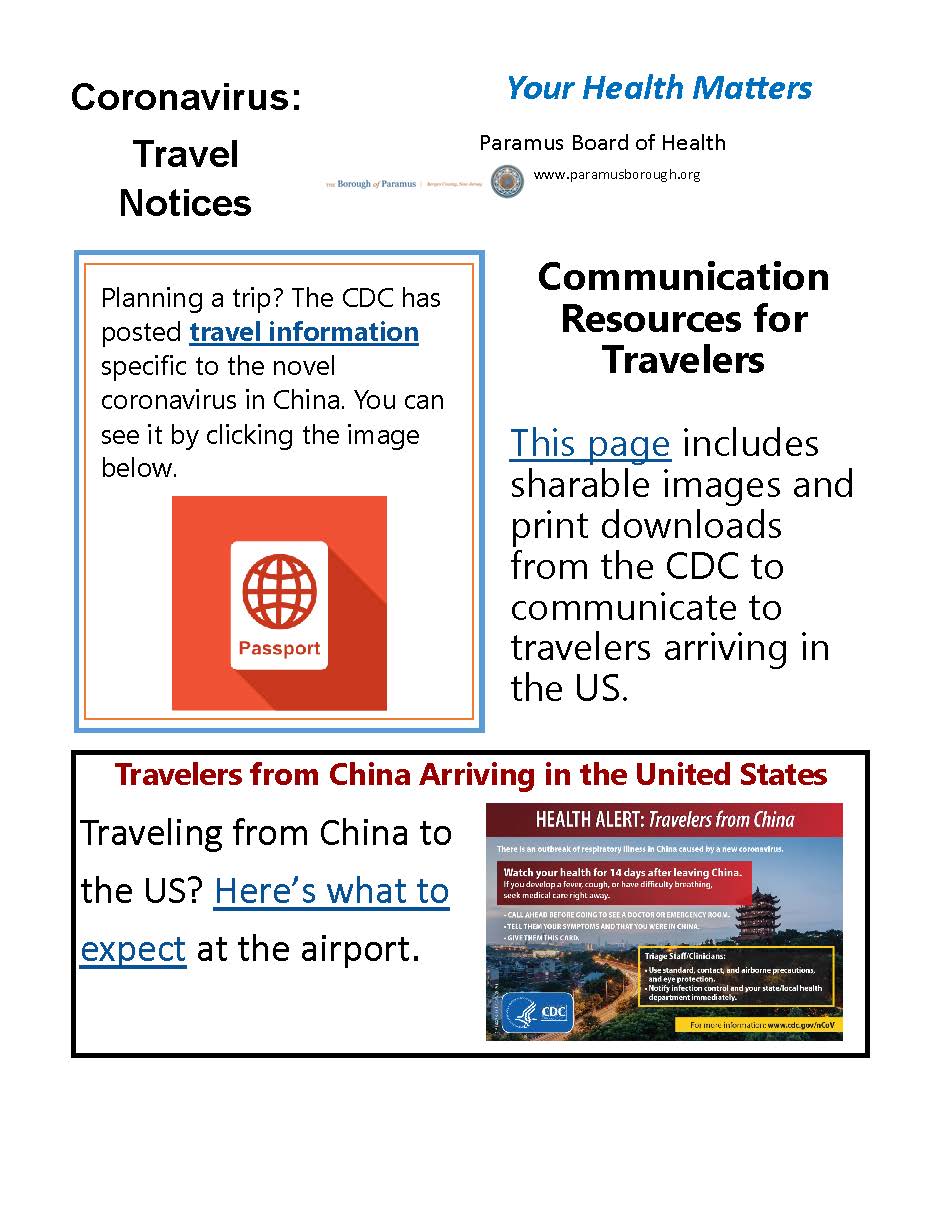 2020 Coronavirus Travel Notice