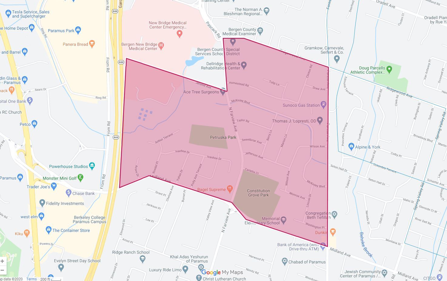 Paramus Map Mosquito Area Spray 1