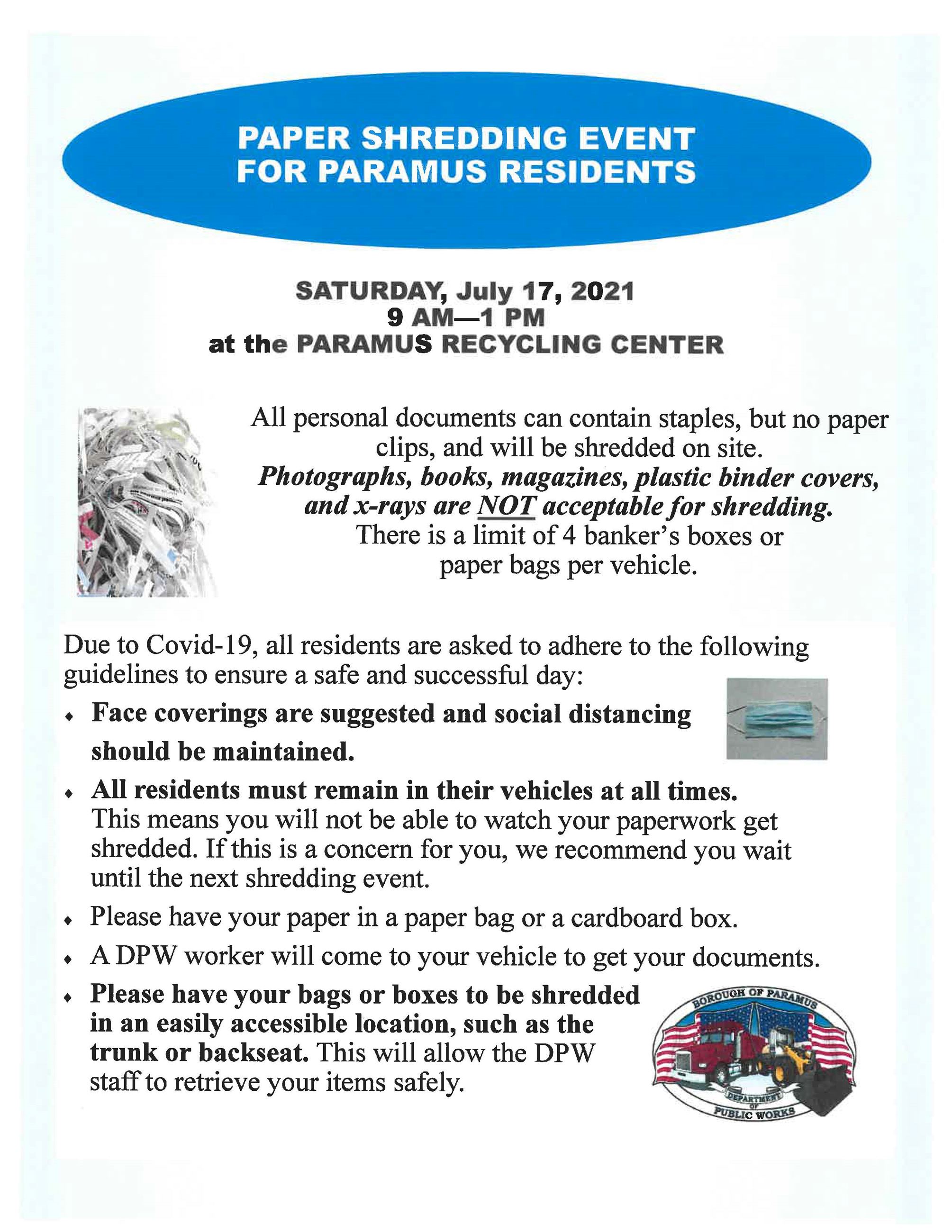 2021 DPW Shredding Event 7.17.21