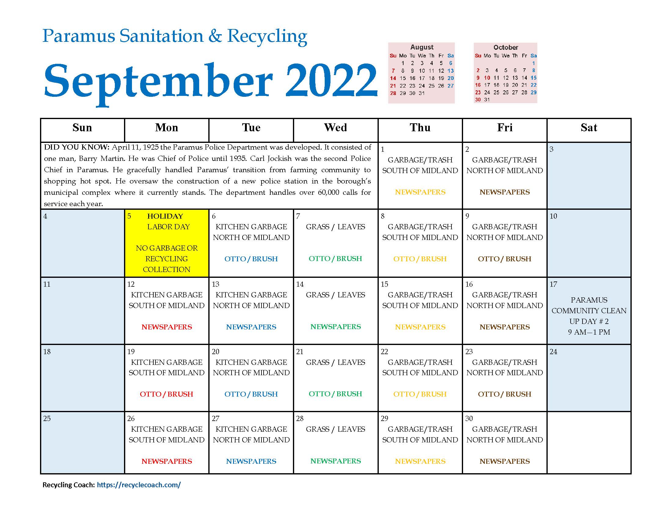 2022 Paramus Recycling September