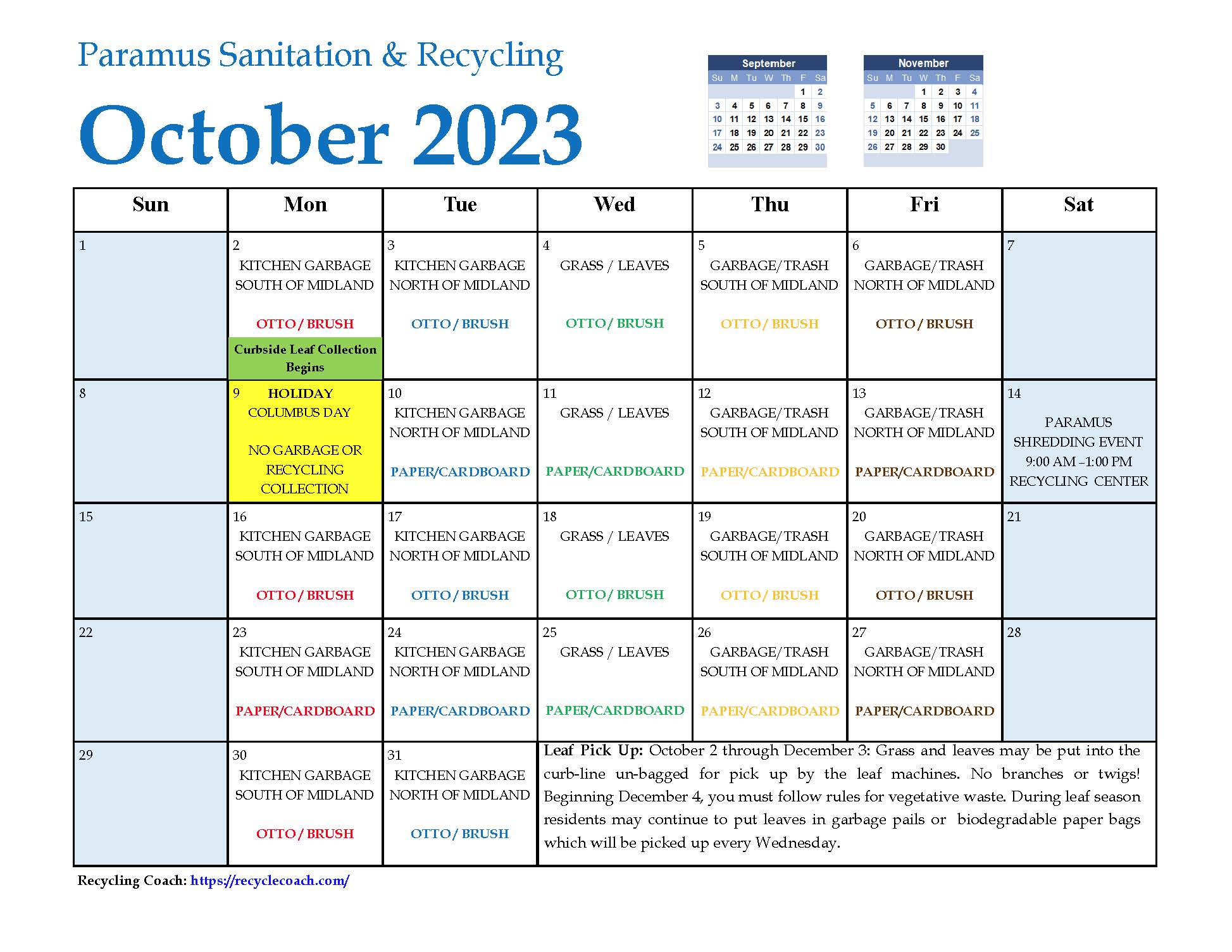 2023 Paramus Recycling October