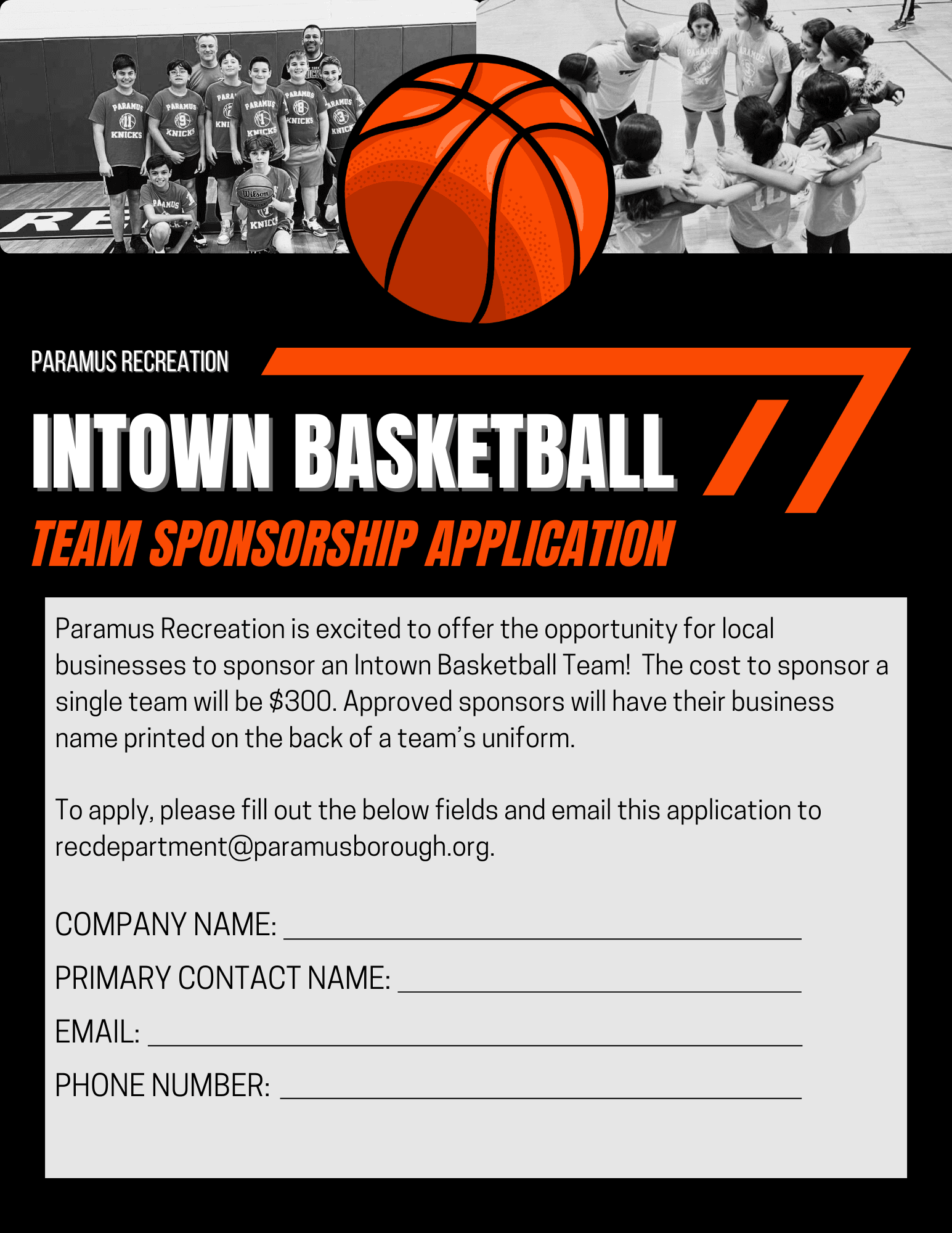 Intown Basketball Sponsorship Form