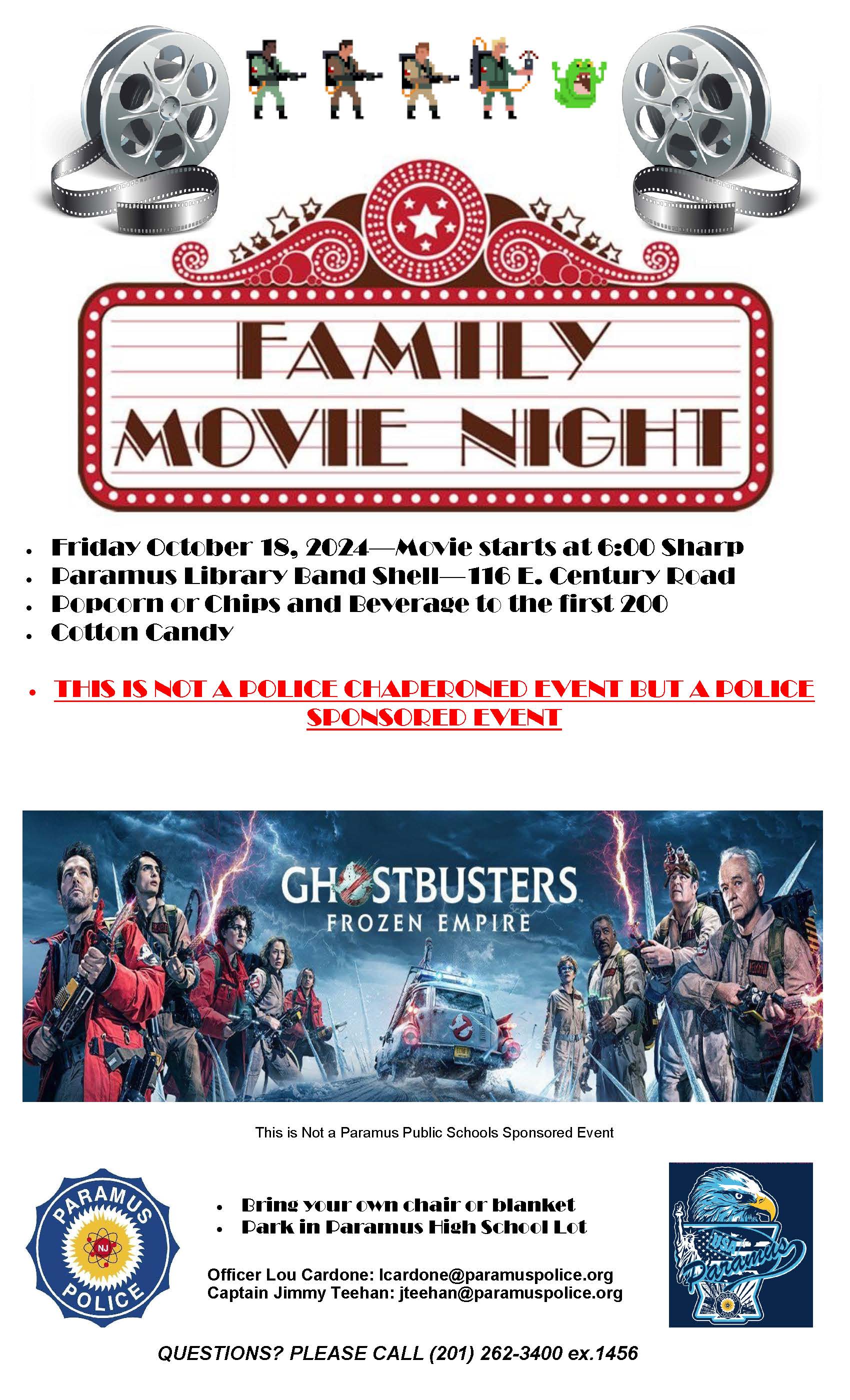 Paramus Police Movie Night - Ghostbusters Frozen Empire 2024