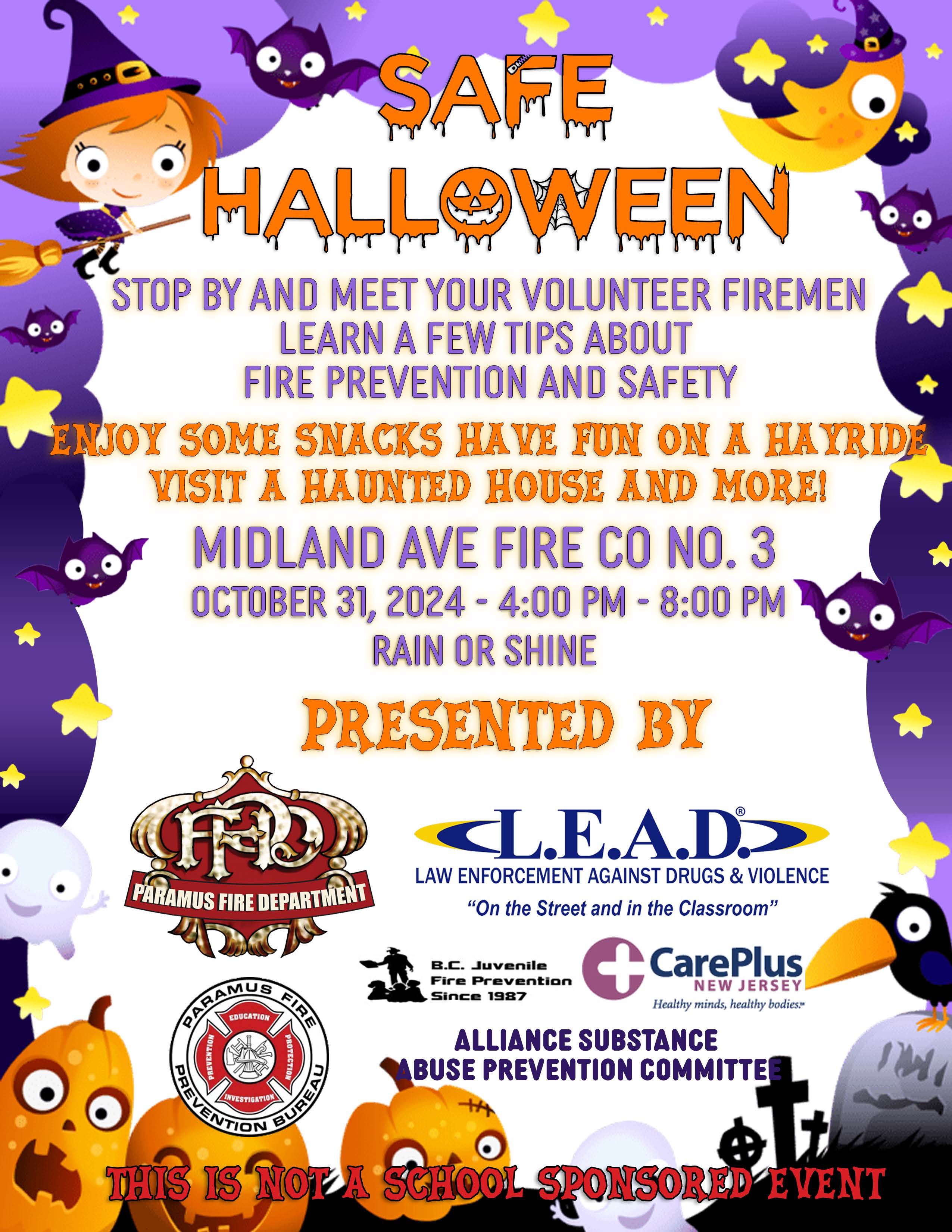 Paramus Fire Department Safe Halloween Flyer