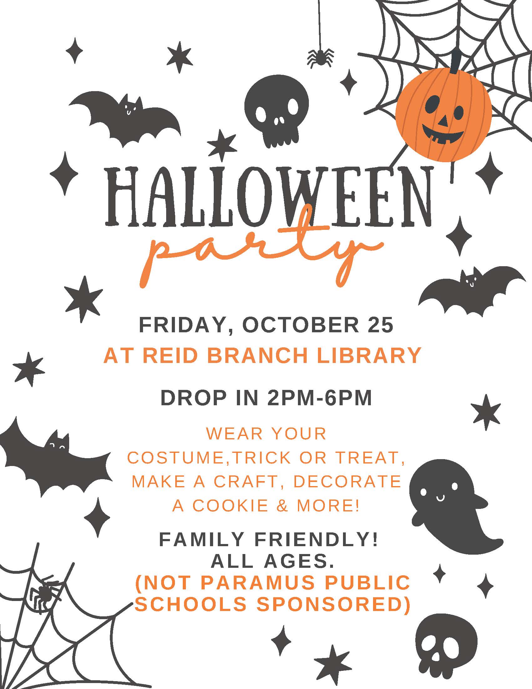 Halloween Party Flyer Reid Library
