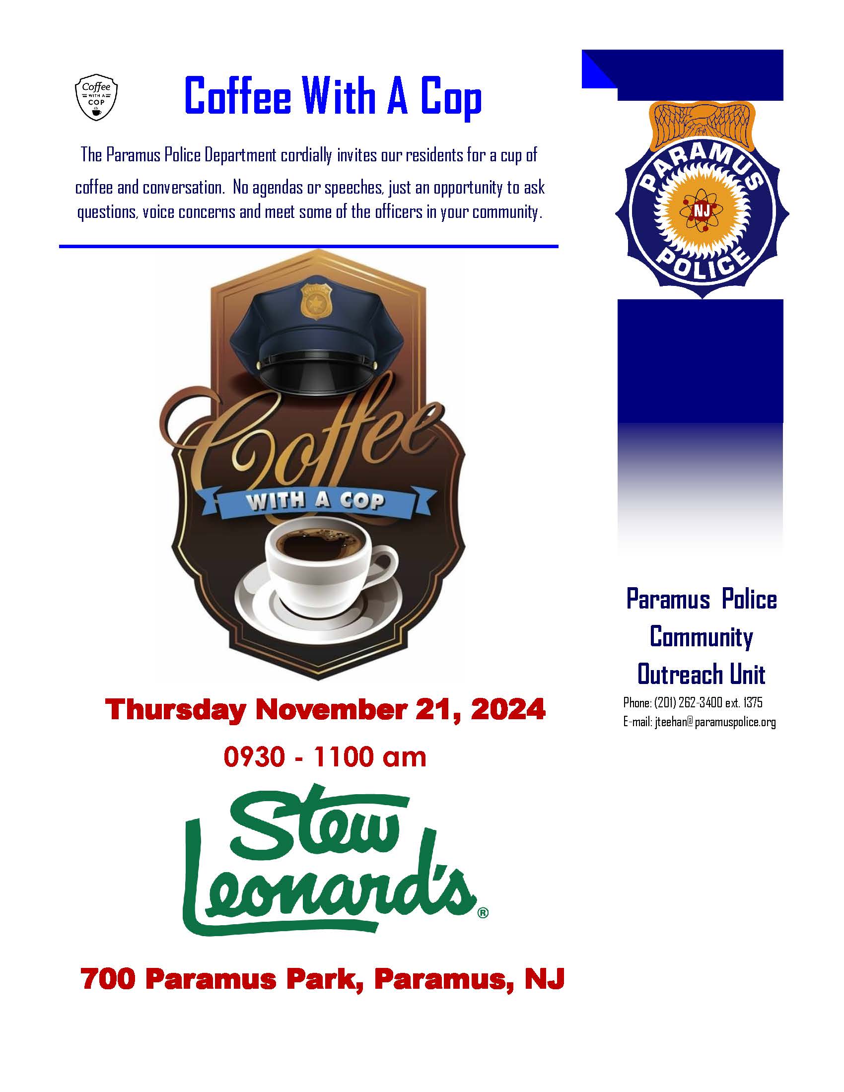 Paramus Coffee With A Cop Stew Leonards