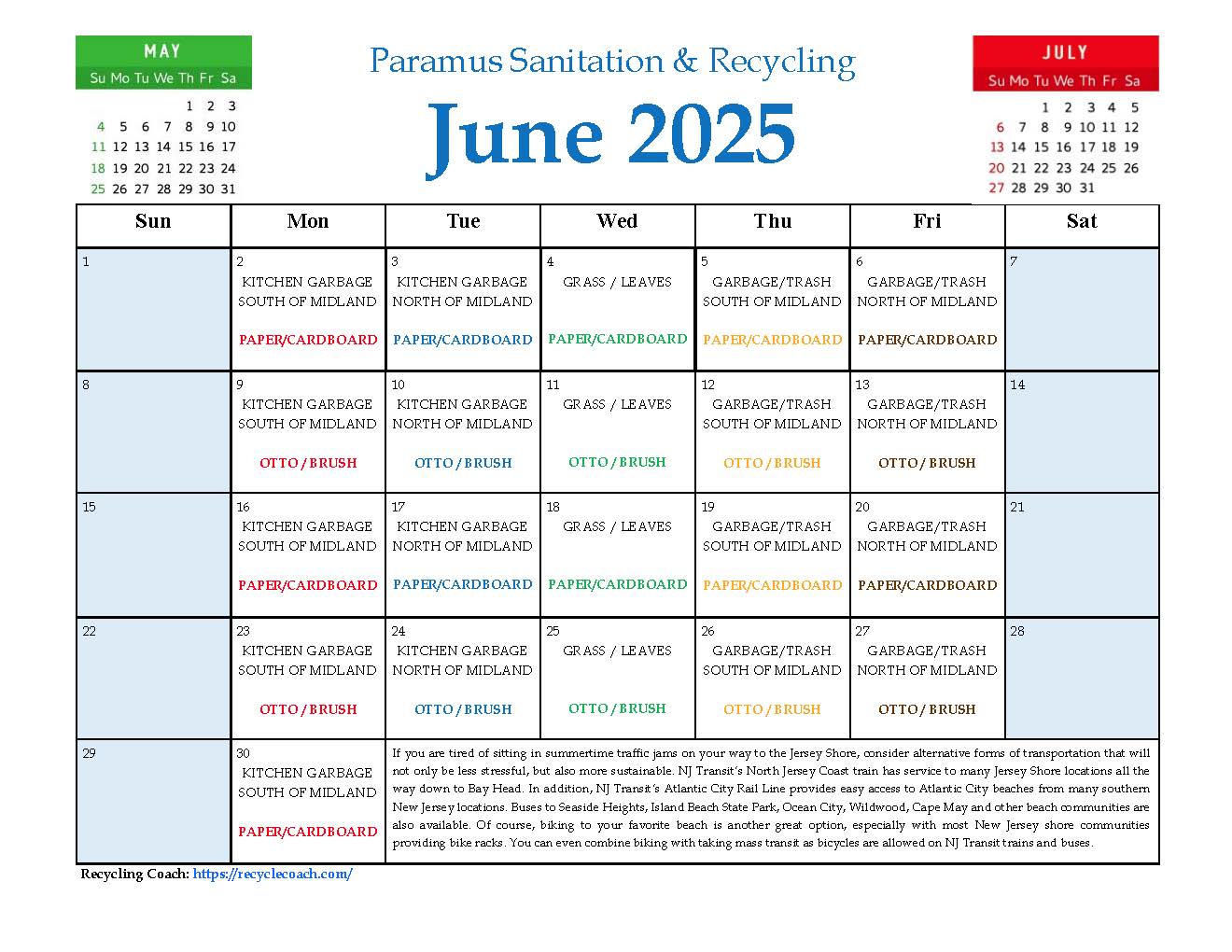 2025 Paramus Recycling Calendar_Jun