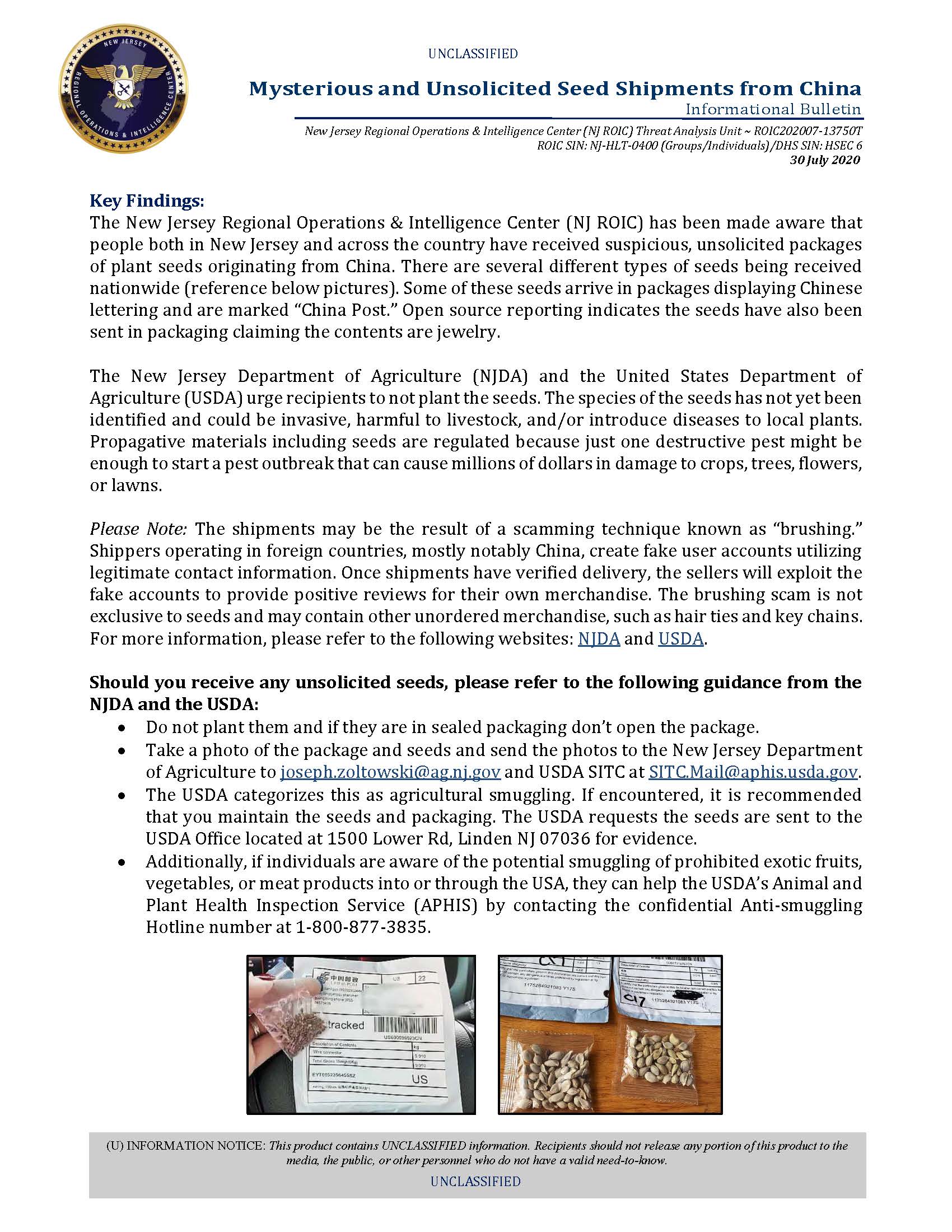 Unsolicited Seeds from China Intel Bulletin