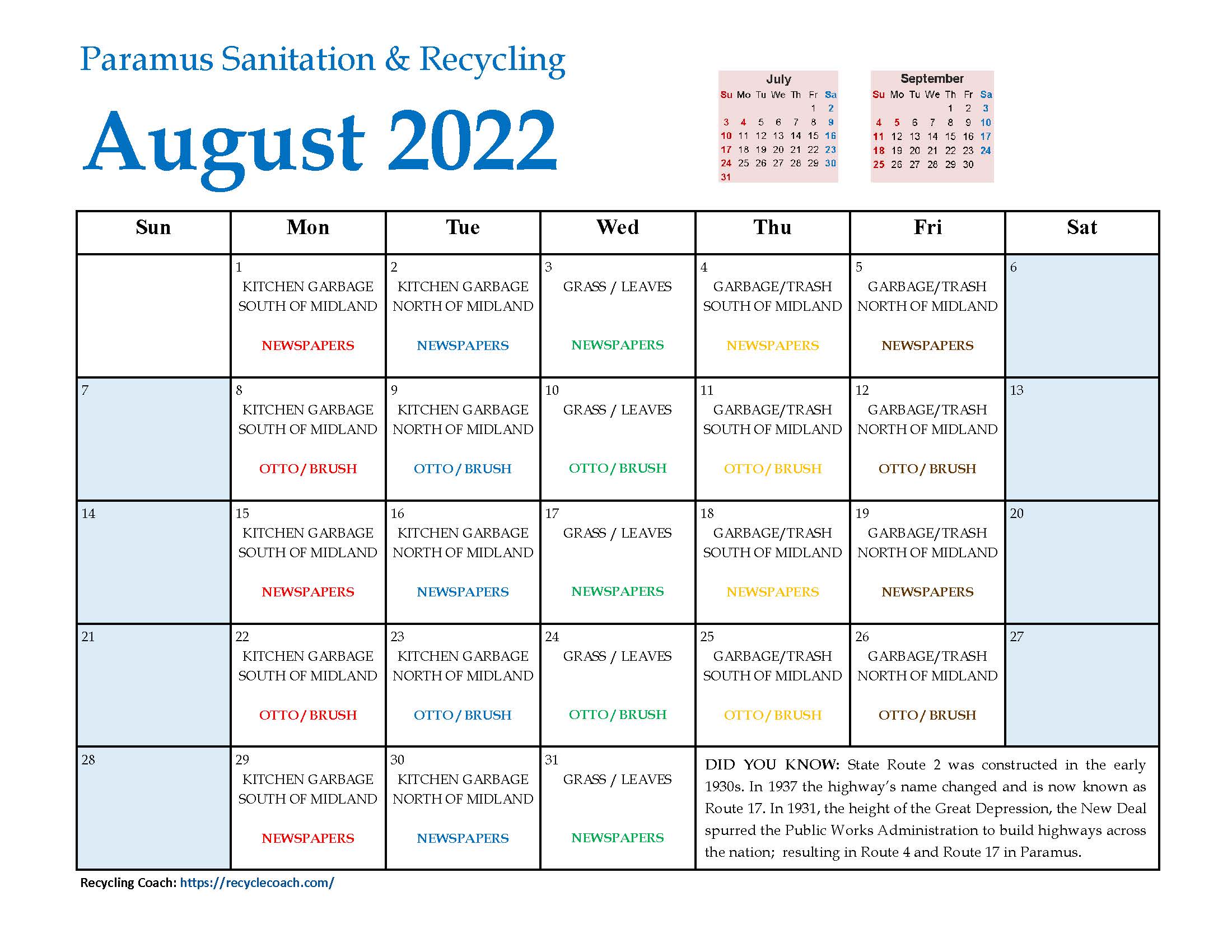 2022 Paramus Recycling August