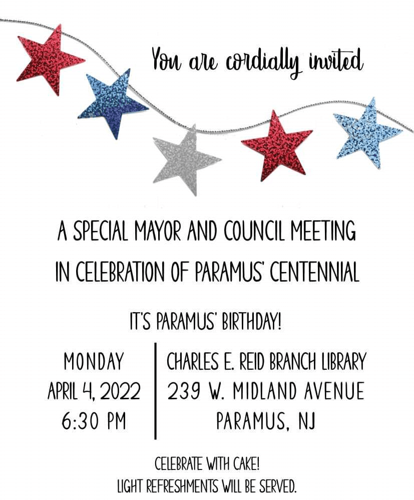 2022 MC Meeting Celebration of Paramus Centennial