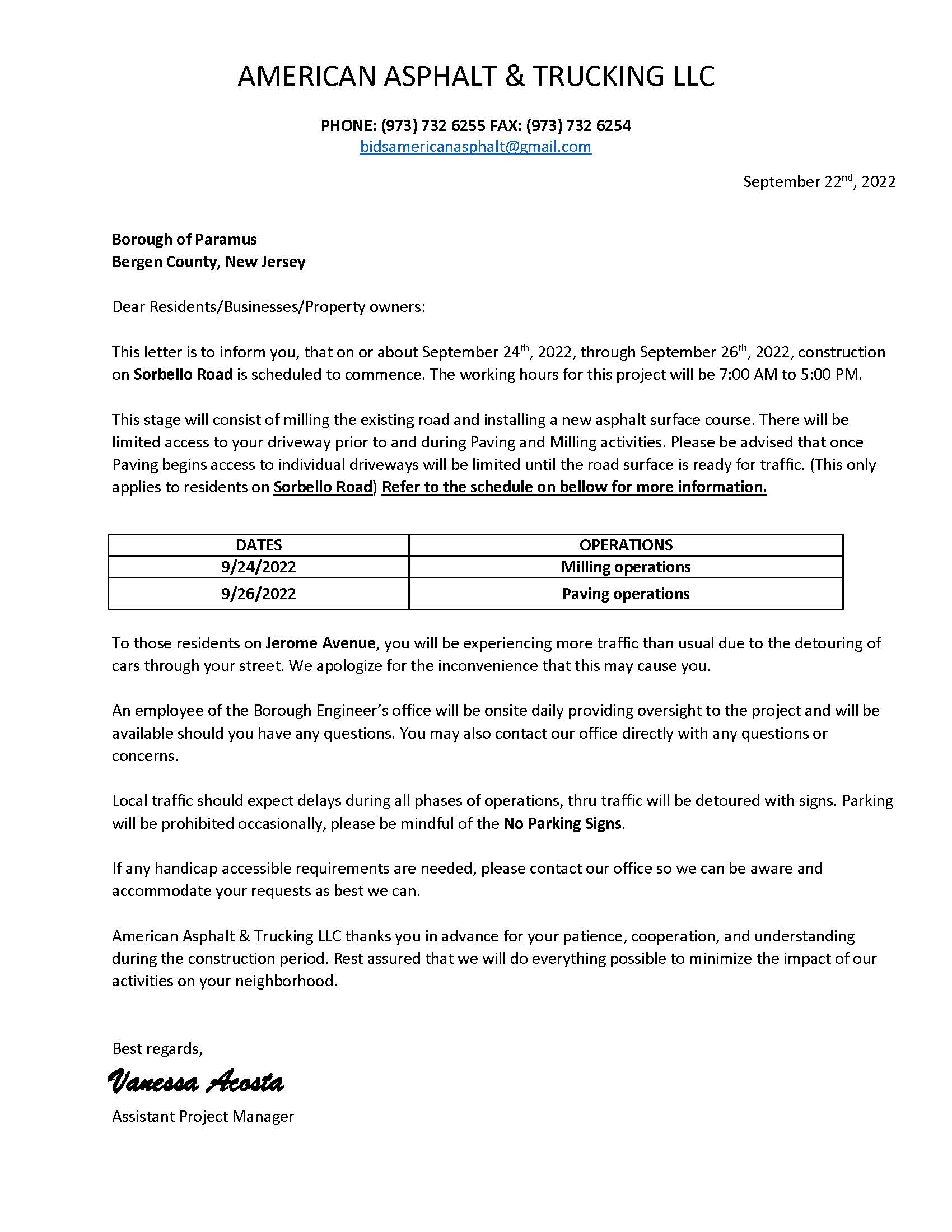 Notice to residents - Paramus