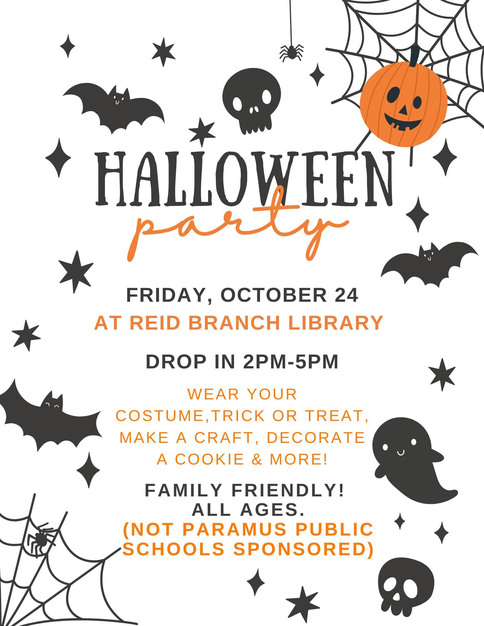 Halloween Party Flyer Reid Branch Library